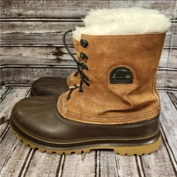 Sorel Other - SOREL Caribou II Men's 11 Waterproof Brown Suede Fur Lined Lace Up Winter Boots